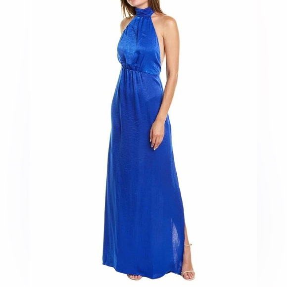 NEW Show Me Your MuMu Blue Halter Maxi Gown Medium - Picture 1 of 14